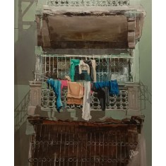 Khalid Khan-Kaay, 28 x 36 Inch, Acrylic on Canvas, Figurative Painting, AC-KHKN-089 Khalid Khan-Kaay, 28 x 36 Inch, Acrylic on Canvas, Figurative Painting, AC-KHKN-089